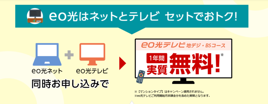 【テレビパック】eo光テレビの初期費用が完全無料＆月額料金割引