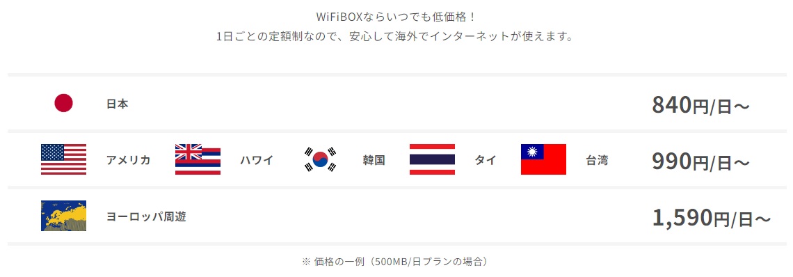 WiFiBOX 料金